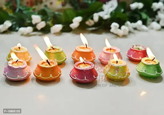 Mahi Home Decor Diwali Diyas | Traditional Handmade Terracotta Clay Diya | Mitti Deepak Decorate for Diwali | Diya for Puja | Diwali Home Decoration Diya (Set of 10, Multicolor)-thumb4