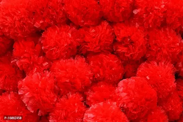 Mahi Home Decor Artificial Marigold Fluffy Flowers Hanging Garlands (Pack of 5) (Red)