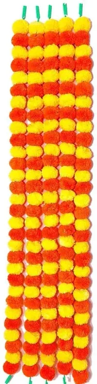 Mahi Home Decor Artificial Marigold Fluffy Flowers Hanging Garlands (Pack of 5) (Yellow and Orange)-thumb4