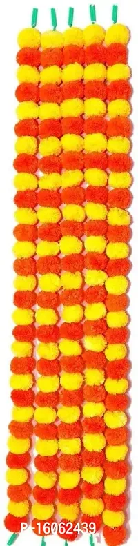 Mahi Home Decor Artificial Marigold Fluffy Flowers Hanging Garlands (Pack of 5) (Yellow and Orange)-thumb5