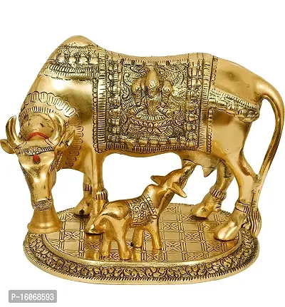 Metal Navdurga Cow (Gold, Medium)-thumb0