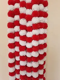 Mahi Home Decor Artificial Marigold Fluffy Flowers Hanging Garlands (Pack of 5) (Red and White)-thumb1