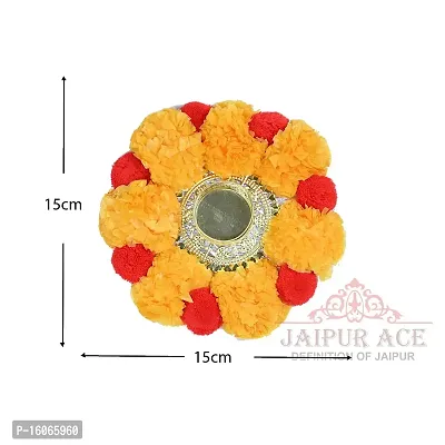 Mahi Home Decor Diwali Celebration Rangoli Design Tea Light Diya/Artificial Floral Design Tea Light Diya for Home Office Decoration (Pack of 1) with Tea Light (Round Tea Light)-thumb5