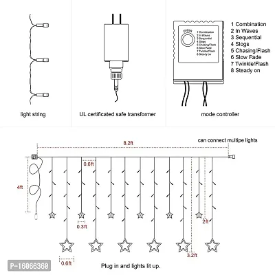 Mahi Home Decor Decorative 138 LED Star Curtain Lights for Diwali Christmas Wedding - 2.5 Meter ( White)-thumb4