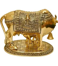 Metal Navdurga Cow (Gold, Medium)-thumb1