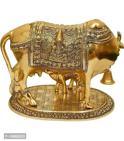 Metal Navdurga Cow (Gold, Medium)-thumb2