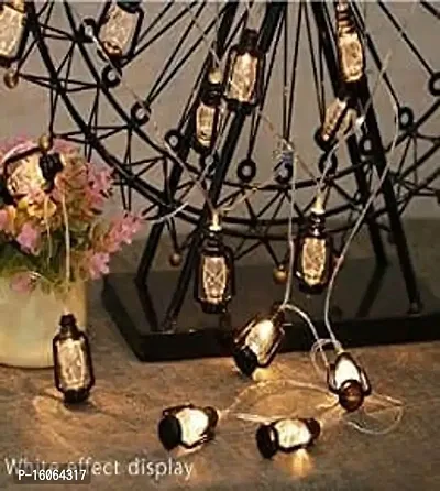 Mahi Home Decor Black Lantern 16 LED Fairy String Lights for Home Decoration, Festival Decor Lights Diwali Christmas (Warm White)