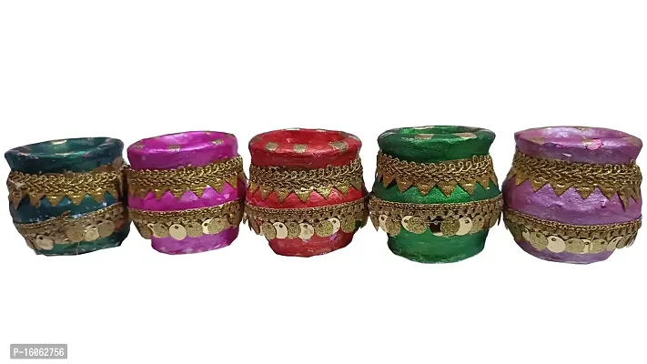 Mahi Home Decor Diwali Diyas|Traditional Handmade Terracotta Clay Diya | Diya for Puja | Diwali Home Decoration Diya (Set of 4, Multicolour)-thumb4