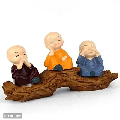 Mahi Home Decor Cute 3 Sitting Budha on a Tree Cute Sculpture for Positive Vibes for Home and Office||Budha||Statue|| Monk Budha-thumb0