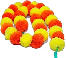 Mahi Home Decor Artificial Marigold Fluffy Flowers Hanging Garlands (Pack of 5) (Yellow and Orange)-thumb3