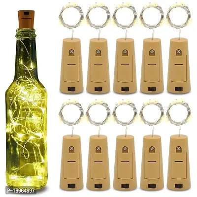 Mahi Home Decor 20 LED Waterproof Cork Fairy Wine Bottle Lights Battery Operated String for Jar Party Wedding Festival Cafe Decoration Mini DIY Party Christmas Wedding (Pack of 10, Warmwhite)