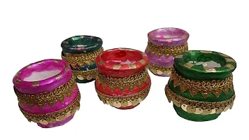 Mahi Home Decor Diwali Diyas|Traditional Handmade Terracotta Clay Diya | Diya for Puja | Diwali Home Decoration Diya (Set of 4, Multicolour)-thumb2