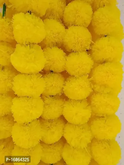 Mahi Home Decor Artificial Marigold Fluffy Flowers Hanging Garlands (Pack of 5) (Yellow)-thumb2