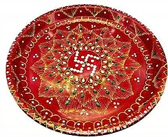 Rajasthani Decorative Handmade Traditional Multicolor Karwachauth Thali Set Attractive Multipurpose Beaded Puja Thali for Diwali (SIZE-10 INCH))-thumb1