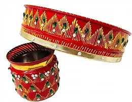 Rajasthani Decorative Handmade Traditional Multicolor Karwachauth Thali Set Attractive Multipurpose Beaded Puja Thali for Diwali (SIZE-10 INCH))-thumb2