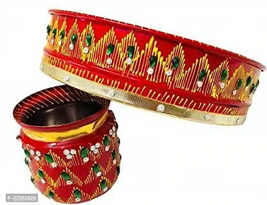 Rajasthani Decorative Handmade Traditional Multicolor Karwachauth Thali Set Attractive Multipurpose Beaded Puja Thali for Diwali (SIZE-10 INCH))-thumb3