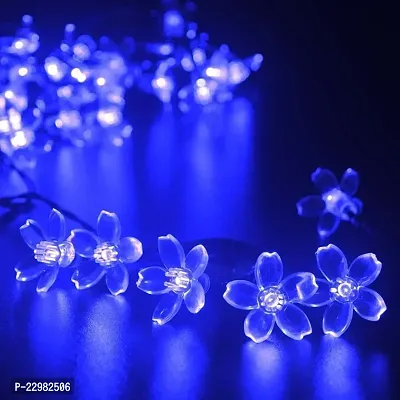 Silicon Flower Curtain String Window Festival Lights Indoor Outdoor Home Decoration Series for Diwali, Christmas, Wedding,(3 Meter, BLUE,14 Flower LED)-thumb4