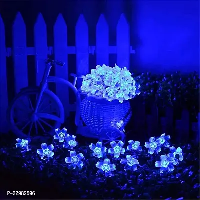 Silicon Flower Curtain String Window Festival Lights Indoor Outdoor Home Decoration Series for Diwali, Christmas, Wedding,(3 Meter, BLUE,14 Flower LED)-thumb2