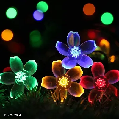 Silicon Flower Curtain String Window Festival Lights Indoor Outdoor Home Decoration Series for Diwali, Christmas, Wedding,(3 Meter, MULTICOLOR,14 Flower LED)-thumb2