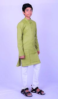 Boys Mehendi Festive  Party Kurta And Pyjama Set-thumb1