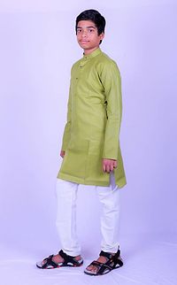 Boys Mehendi Festive  Party Kurta And Pyjama Set-thumb2