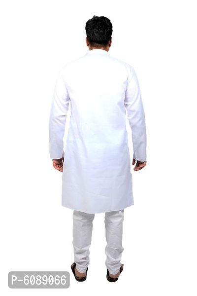 Men Kurta and Pyjama Set Cotton Blend (White)-thumb2