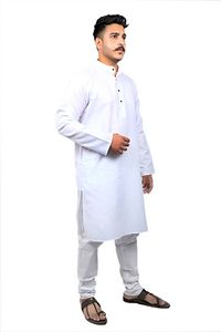 Men Kurta and Pyjama Set Cotton Blend (White)-thumb2