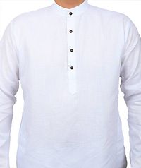 Men Kurta and Pyjama Set Cotton Blend (White)-thumb4