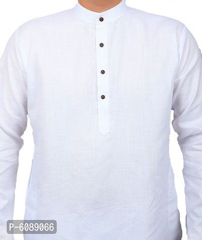 Men Kurta and Pyjama Set Cotton Blend (White)-thumb5