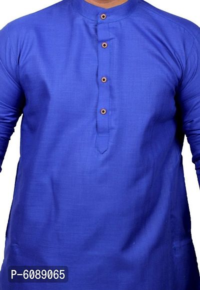 Men Kurta and Pyjama Set Cotton Blend (Royal Blue)-thumb5