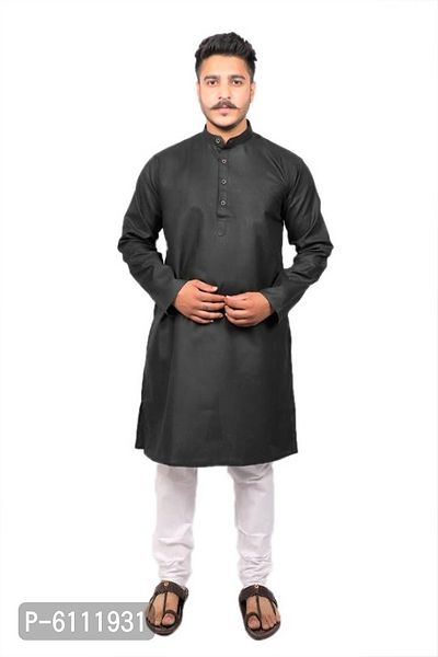 Men Kurta and Pyjama Set Cotton Blend Black-thumb0