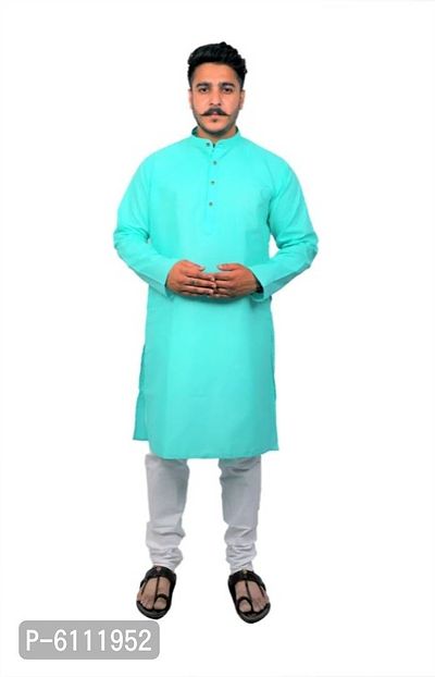 Men Kurta and Pyjama Set Cotton Blend Firoza