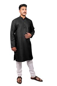 Men Kurta and Pyjama Set Cotton Blend Black-thumb2