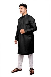 Men Kurta and Pyjama Set Cotton Blend Black-thumb3