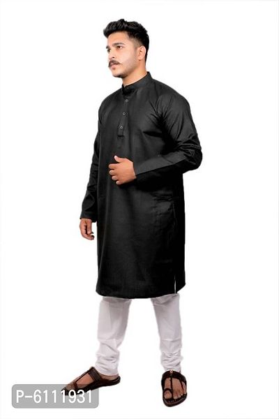 Men Kurta and Pyjama Set Cotton Blend Black-thumb4