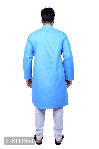 Men Kurta and Pyjama Set Cotton Blend Blue-thumb2