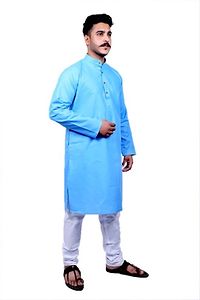 Men Kurta and Pyjama Set Cotton Blend Blue-thumb2