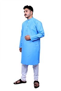 Men Kurta and Pyjama Set Cotton Blend Blue-thumb3