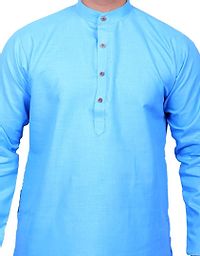 Men Kurta and Pyjama Set Cotton Blend Blue-thumb4