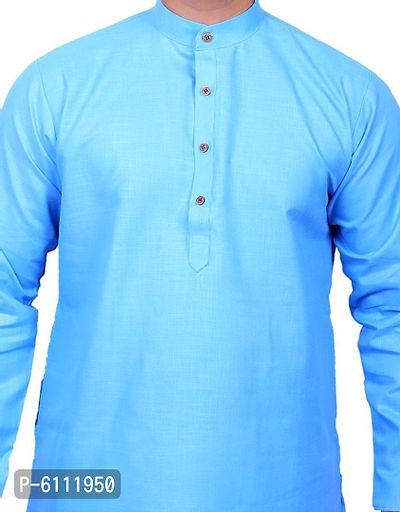 Men Kurta and Pyjama Set Cotton Blend Blue-thumb5