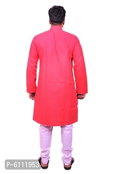 Men Kurta and Pyjama Set Cotton Blend Pink-thumb2
