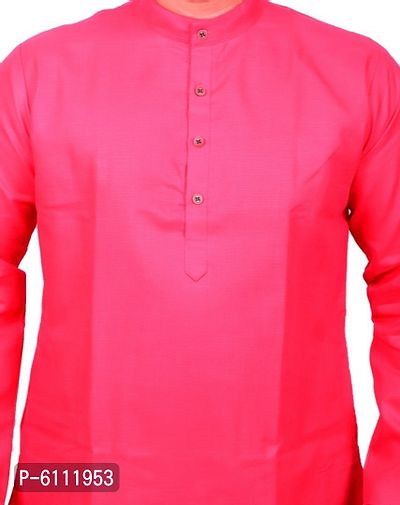 Men Kurta and Pyjama Set Cotton Blend Pink-thumb5