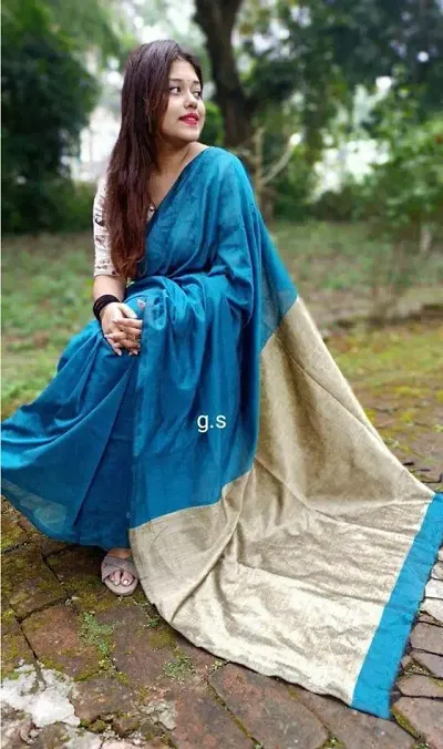 Khadi Cotton Woven Sarees with Blouse piece