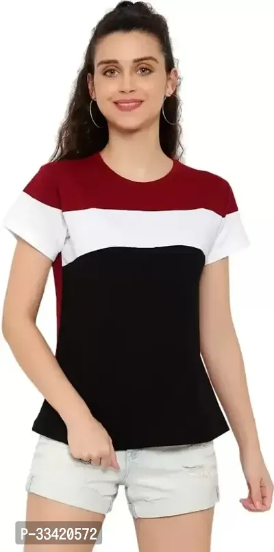 Women Round Neck Poly Cotton T-Shirt