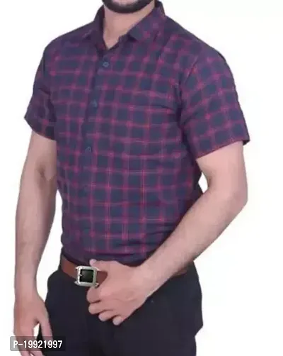 Reliable Purple Cotton Short Sleeves Casual Shirts For Men