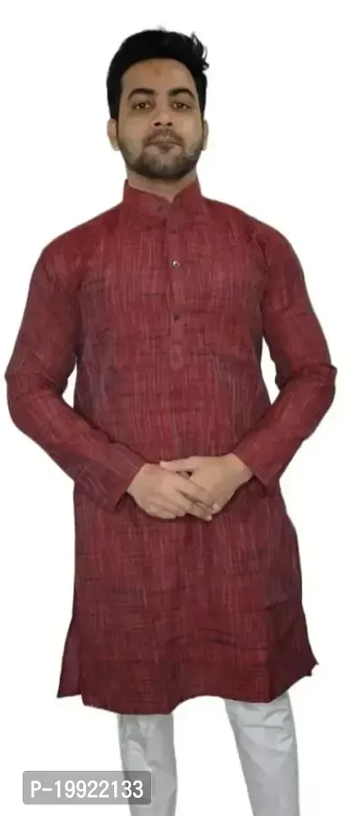 Reliable Maroon Cotton Solid Kurtas For Men-thumb0