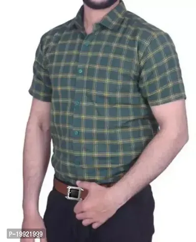 Reliable Green Cotton Short Sleeves Casual Shirts For Men