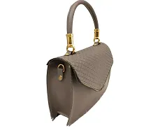 Stylish Grey Vegan Leather Self Pattern Sling Bags For Women-thumb1