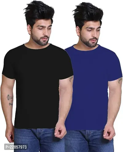 Reliable Multicoloured Polyester Solid Round Neck Tees Combo Of 2-thumb0