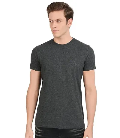 Stylish Solid Round Neck T-shirt For Men